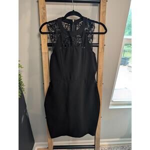 Express Black Sleeveless Mini Dress with Lace Detail Size 8